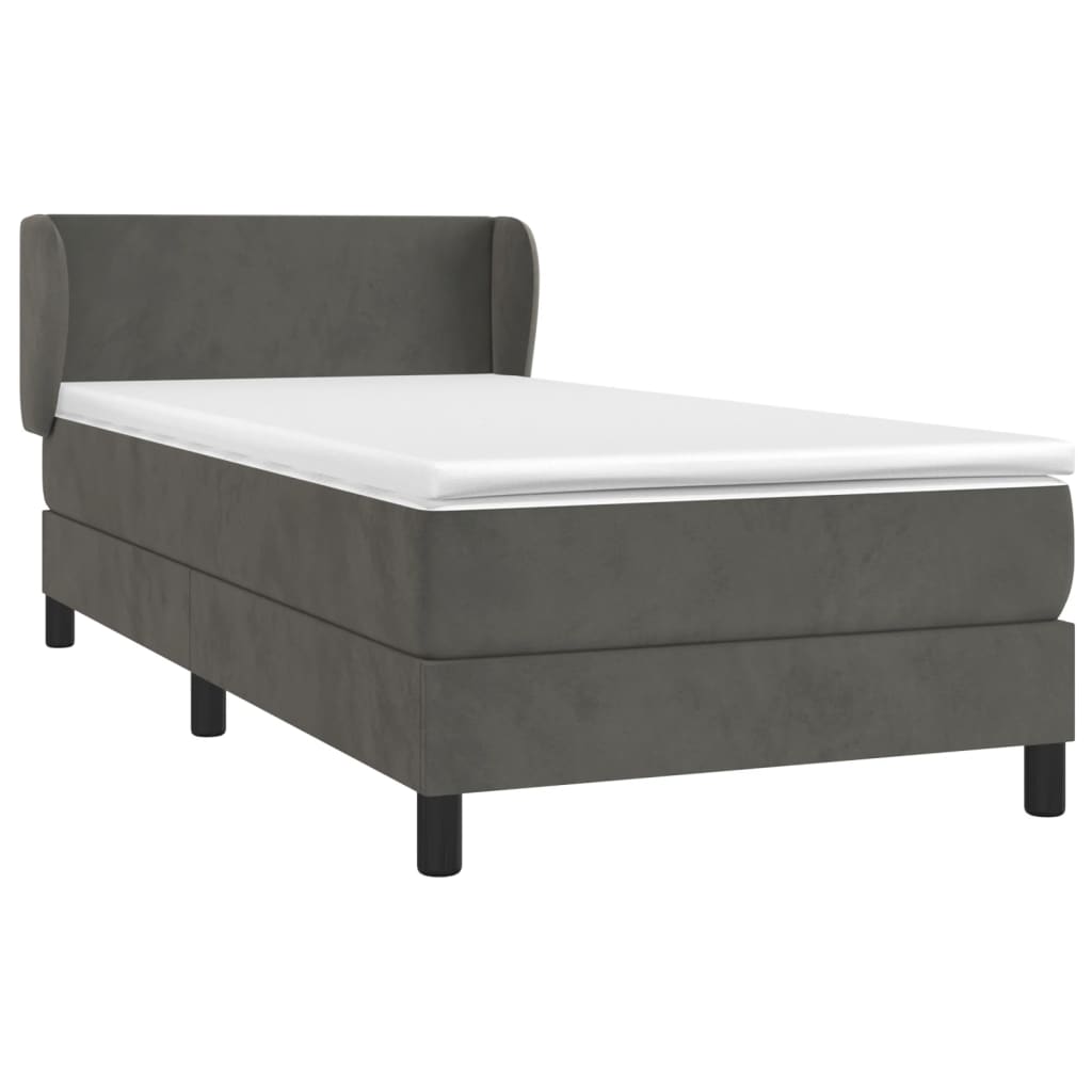 Box Spring Postel S Matrací Samet Tmavě Šedá