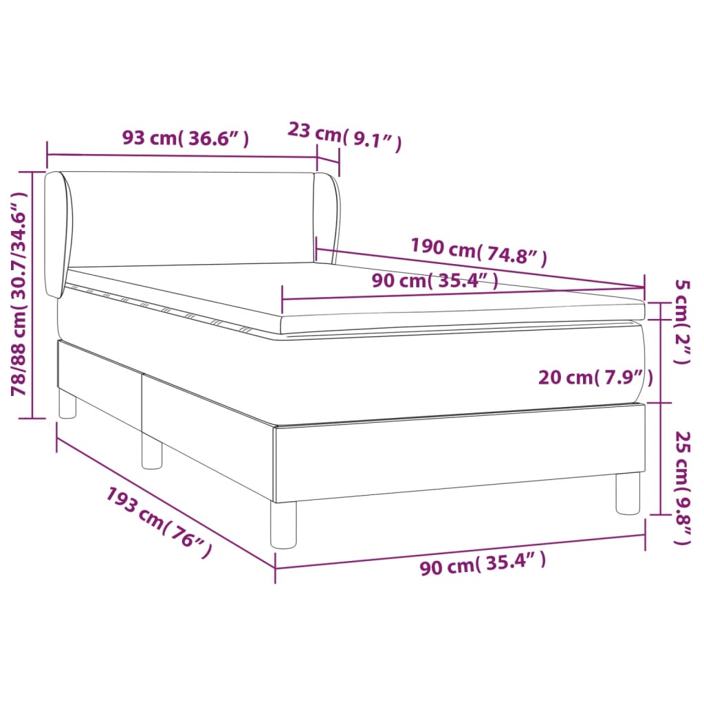 Box Spring Postel S Matrací Samet Tmavě Šedá