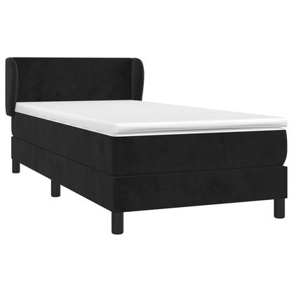Box Spring Postel S Matrací Černá Samet Černá