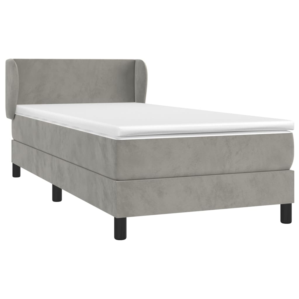 Box Spring Postel S Matrací Samet Světle Šedá