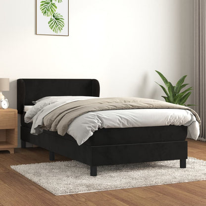 Box Spring Postel S Matrací Černá Samet Černá