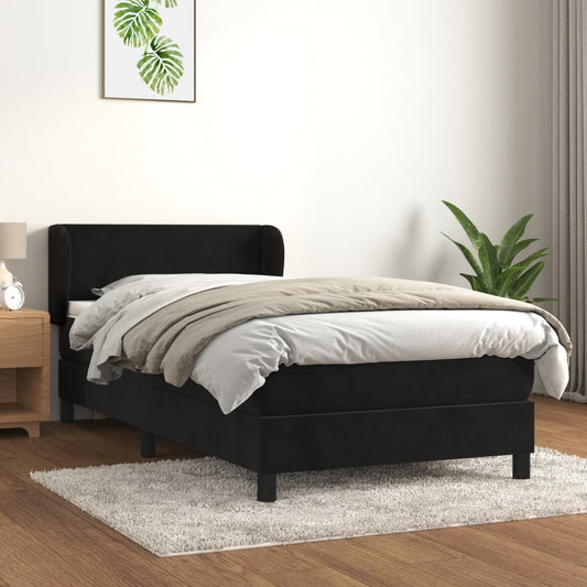 Box Spring Postel S Matrací Černá Samet Černá