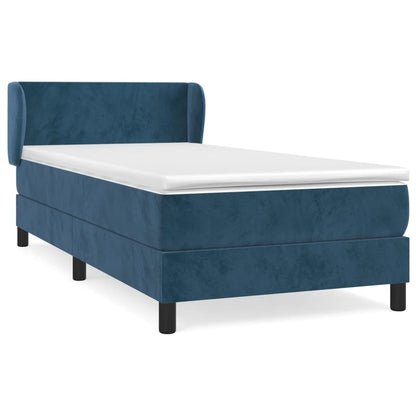 Box Spring Postel S Matrací Tmavě Modrá Samet Tmavě Moddrá