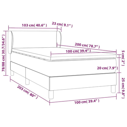 Box Spring Postel S Matrací Samet Světle Šedá