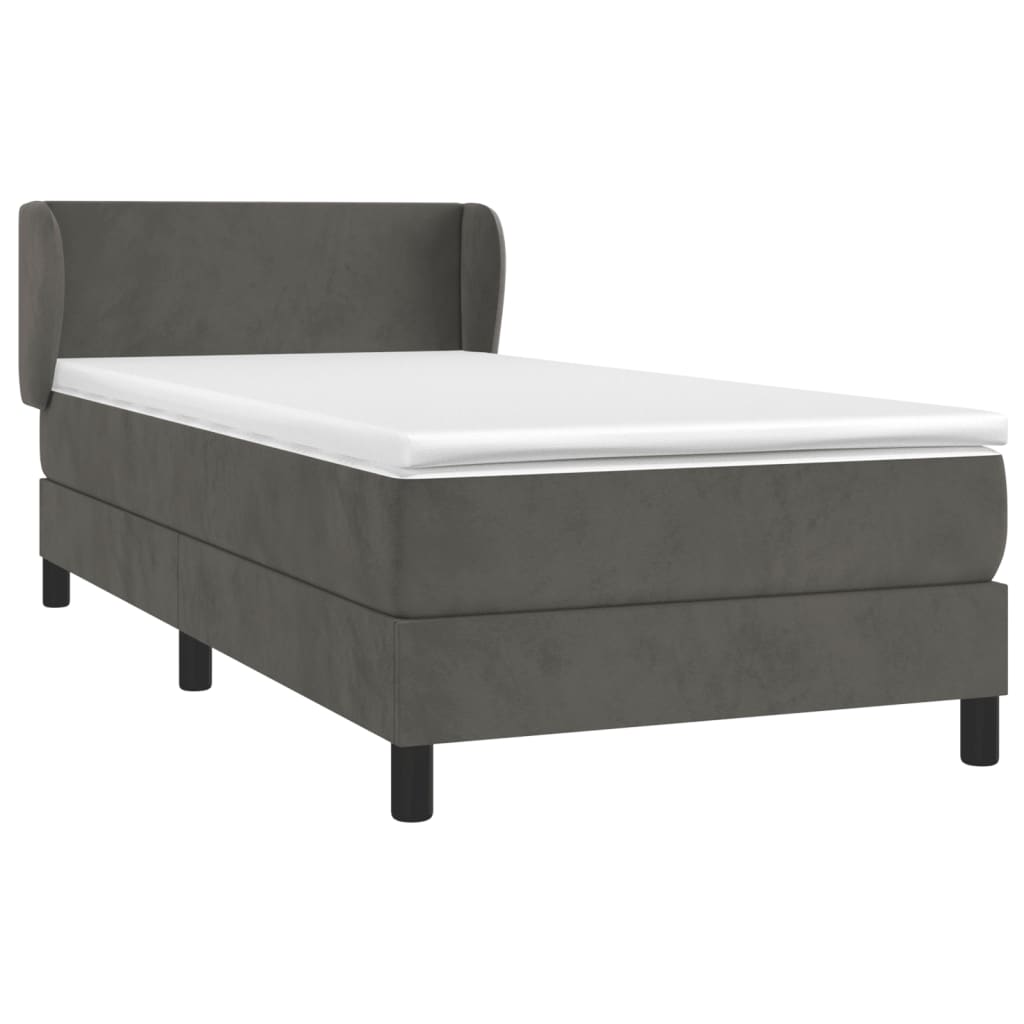 Box Spring Postel S Matrací Samet Tmavě Šedá