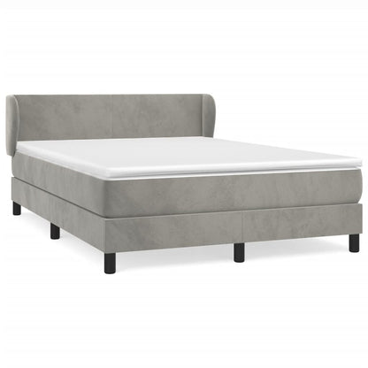 Box Spring Postel S Matrací Samet Světle Šedá