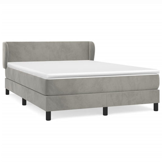 Box Spring Postel S Matrací Samet Světle Šedá