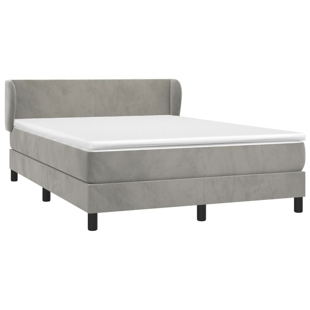 Box Spring Postel S Matrací Samet Světle Šedá