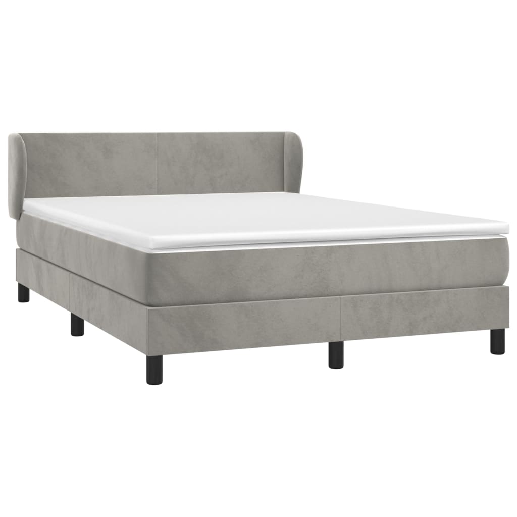 Box Spring Postel S Matrací Samet Světle Šedá