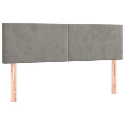 Box Spring Postel S Matrací Samet Světle Šedá