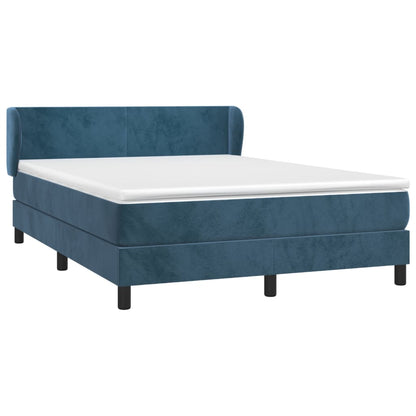 Box Spring Postel S Matrací Tmavě Modrá Samet Tmavě Moddrá
