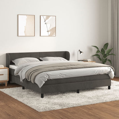 Box Spring Postel S Matrací Samet Tmavě Šedá