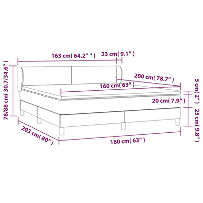 Box Spring Postel S Matrací Tmavě Modrá Samet Tmavě Moddrá