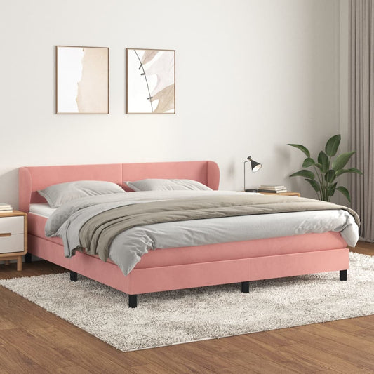 Box Spring Postel S Matrací Samet Růžová