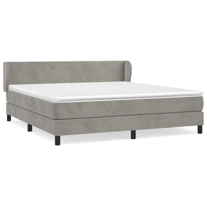 Box Spring Postel S Matrací Samet Světle Šedá