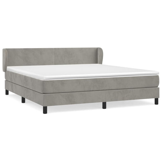 Box Spring Postel S Matrací Samet Světle Šedá