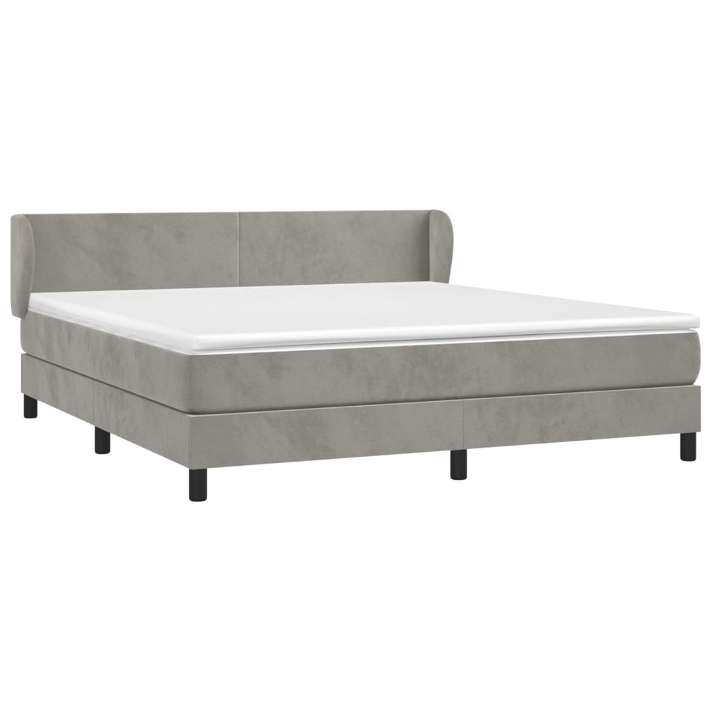 Box Spring Postel S Matrací Samet Světle Šedá