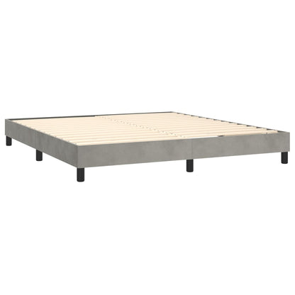 Box Spring Postel S Matrací Samet Světle Šedá