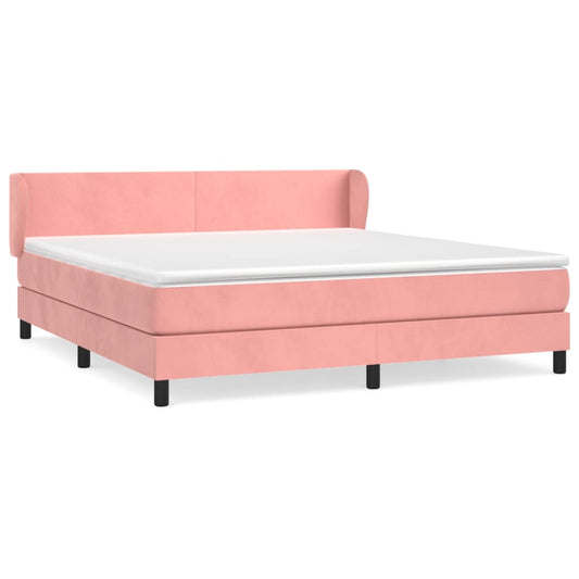 Box Spring Postel S Matrací Samet Růžová