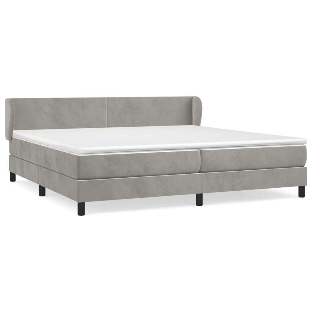 Box Spring Postel S Matrací Samet Světle Šedá