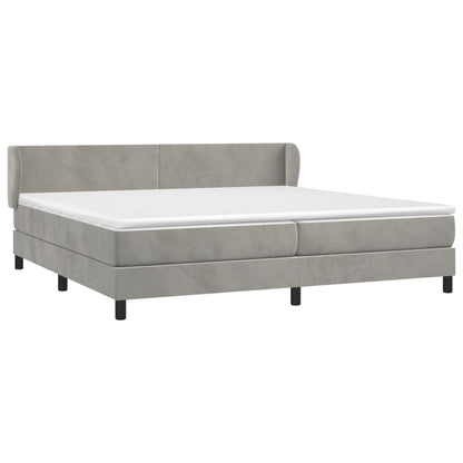 Box Spring Postel S Matrací Samet Světle Šedá