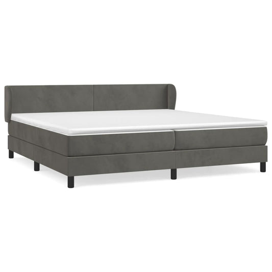 Box Spring Postel S Matrací Samet Tmavě Šedá