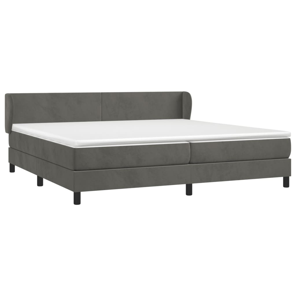 Box Spring Postel S Matrací Samet Tmavě Šedá