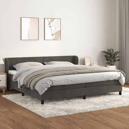 Box Spring Postel S Matrací Samet Tmavě Šedá