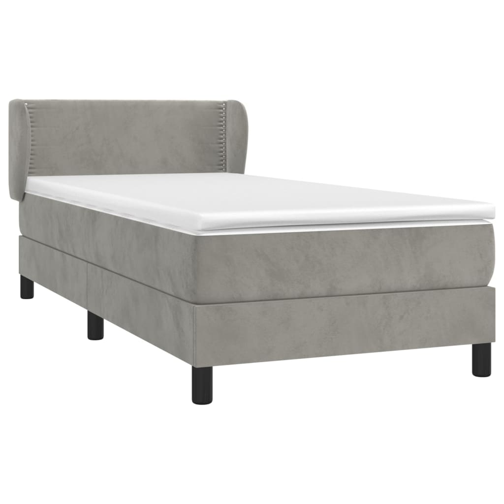 Box Spring Postel S Matrací Samet Světle Šedá