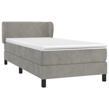 Box Spring Postel S Matrací Samet Světle Šedá