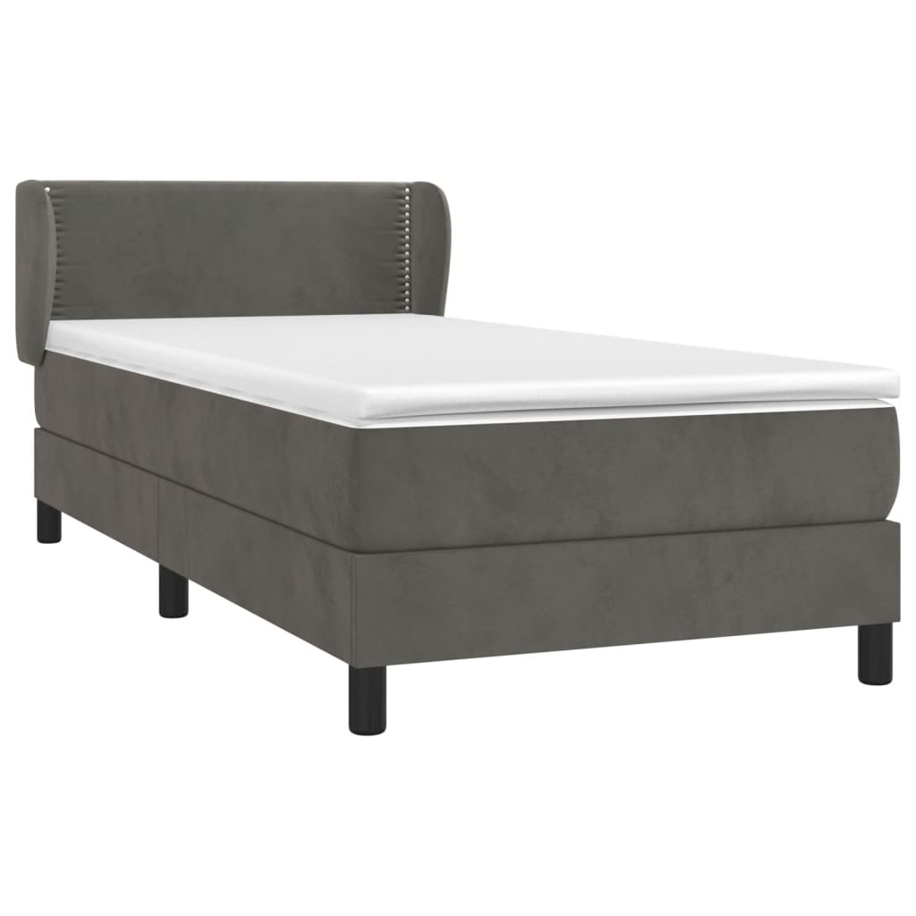 Box Spring Postel S Matrací Samet Tmavě Šedá