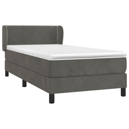 Box Spring Postel S Matrací Samet Tmavě Šedá