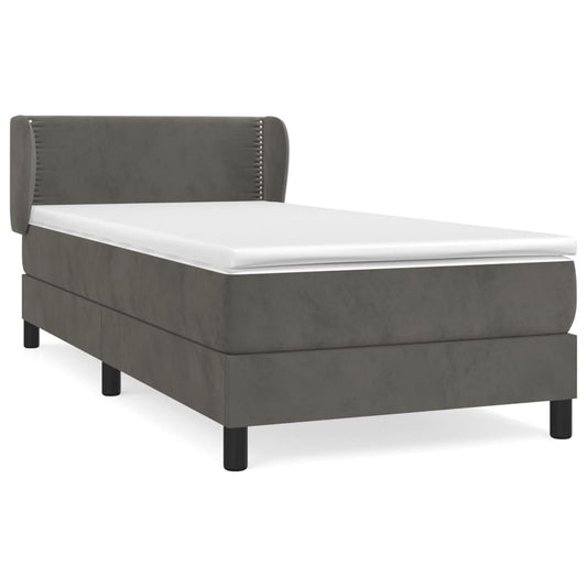 Box Spring Postel S Matrací Samet Tmavě Šedá