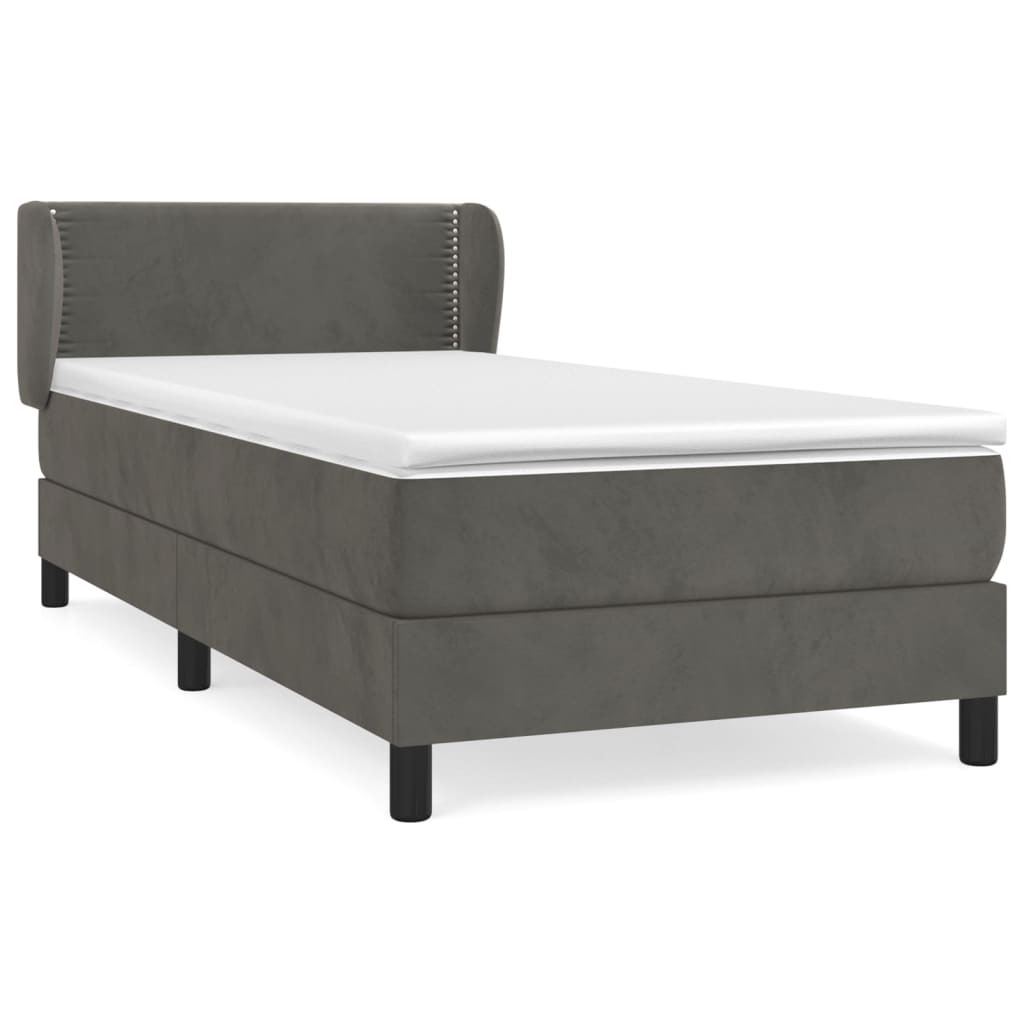Box Spring Postel S Matrací Samet Tmavě Šedá