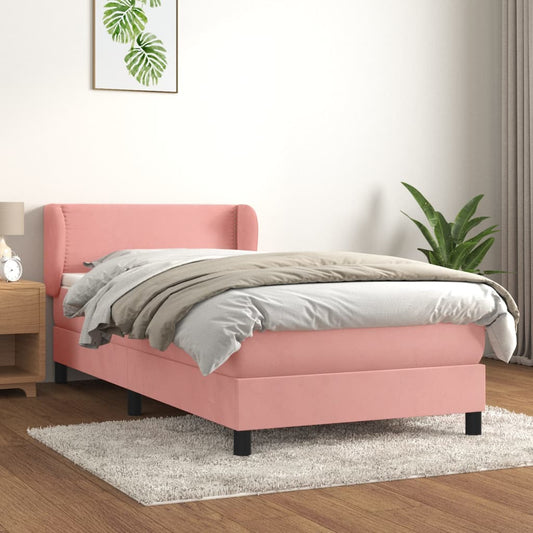 Box Spring Postel S Matrací Samet Růžová