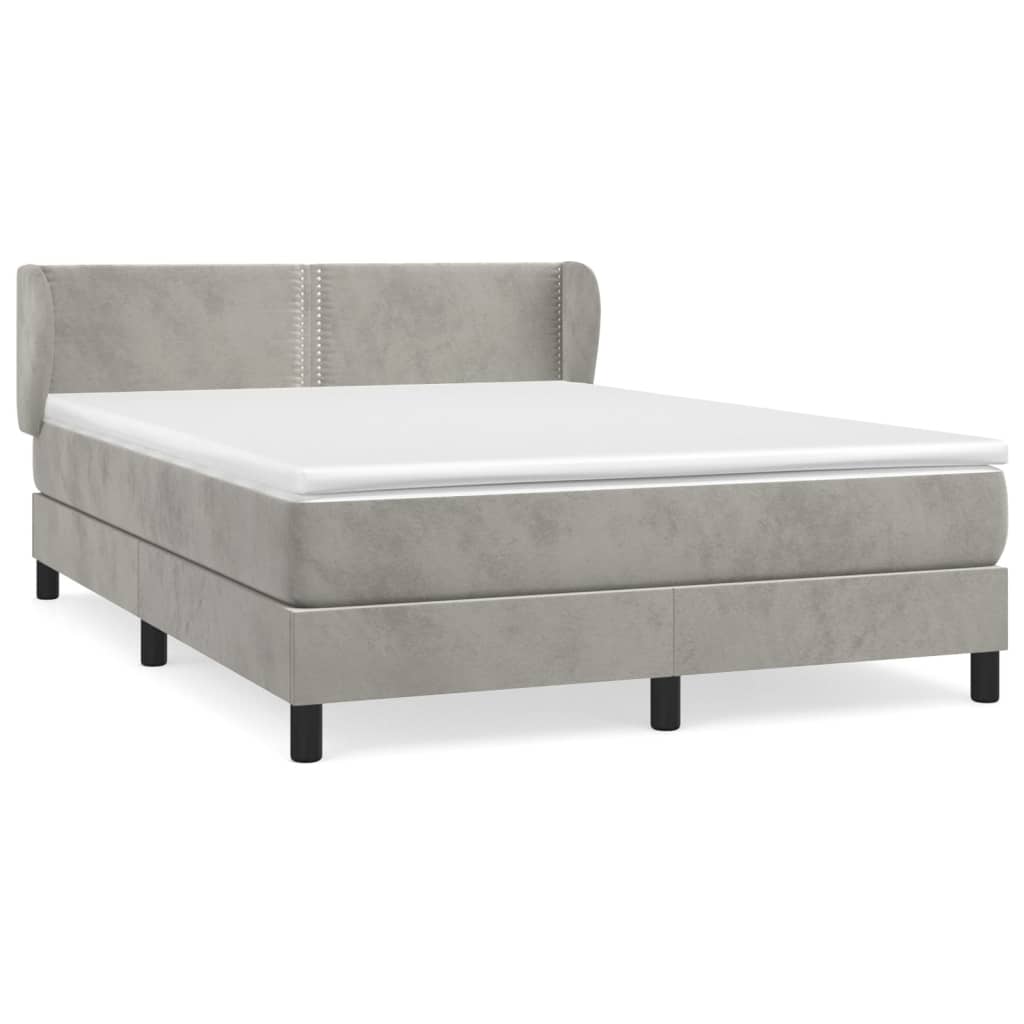 Box Spring Postel S Matrací Samet Světle Šedá