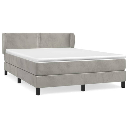 Box Spring Postel S Matrací Samet Světle Šedá