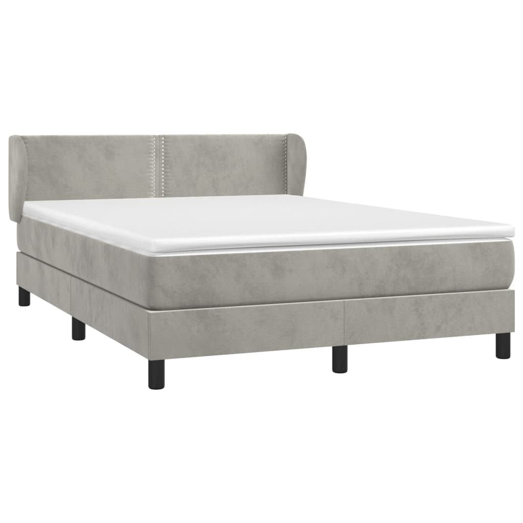 Box Spring Postel S Matrací Samet Světle Šedá
