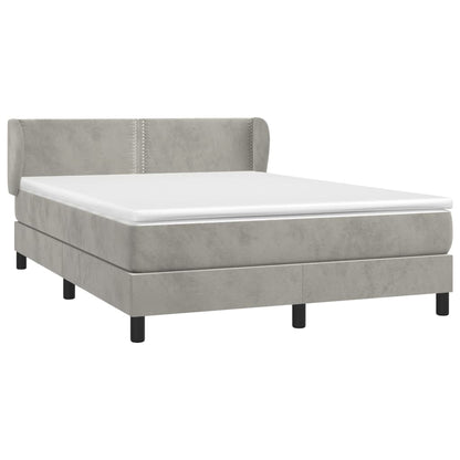 Box Spring Postel S Matrací Samet Světle Šedá