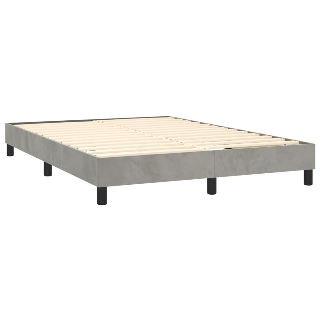 Box Spring Postel S Matrací Samet Světle Šedá