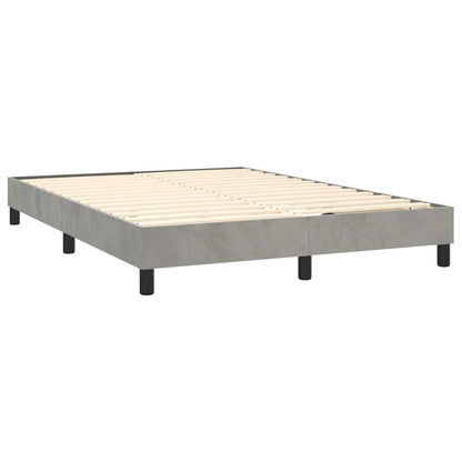 Box Spring Postel S Matrací Samet Světle Šedá