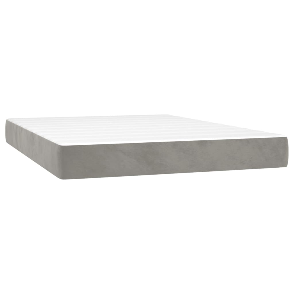 Box Spring Postel S Matrací Samet Světle Šedá
