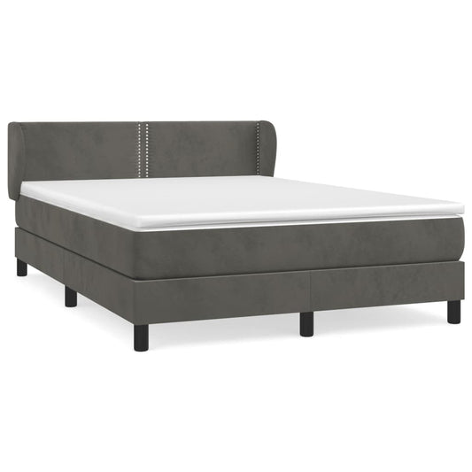 Box Spring Postel S Matrací Tmavě Šedý Samet Tmavě Šedá