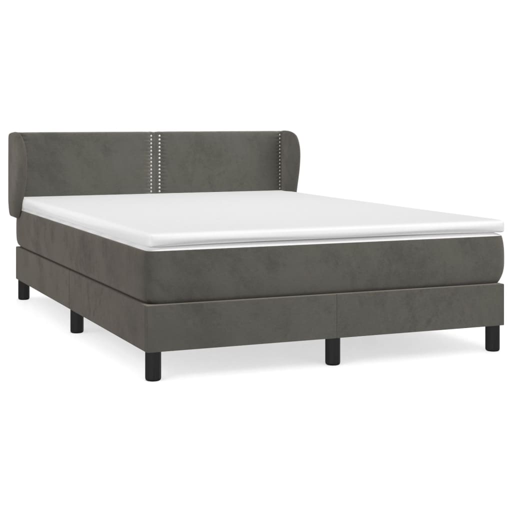 Box Spring Postel S Matrací Samet Tmavě Šedá