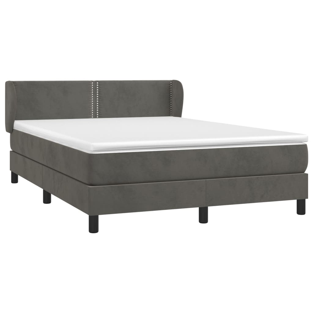Box Spring Postel S Matrací Samet Tmavě Šedá