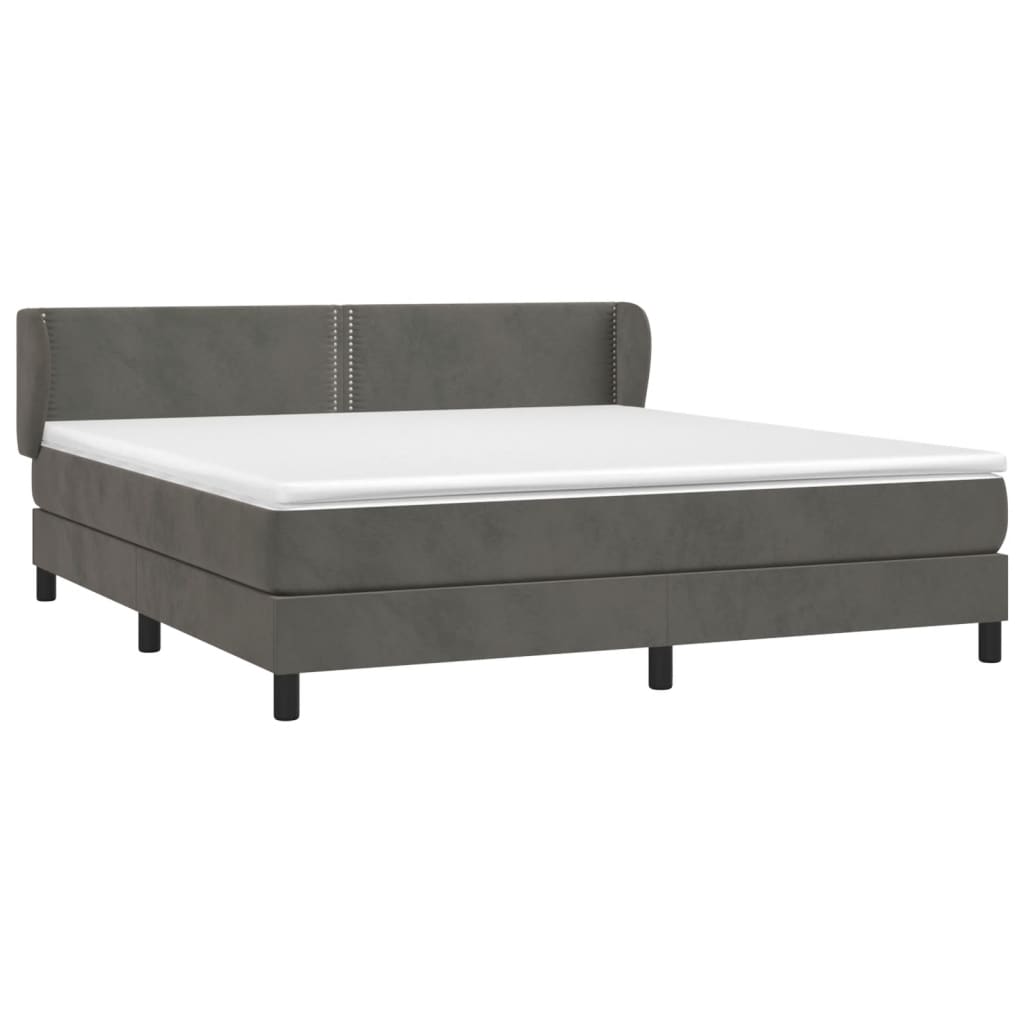 Box Spring Postel S Matrací Samet Tmavě Šedá