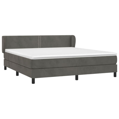 Box Spring Postel S Matrací Samet Tmavě Šedá