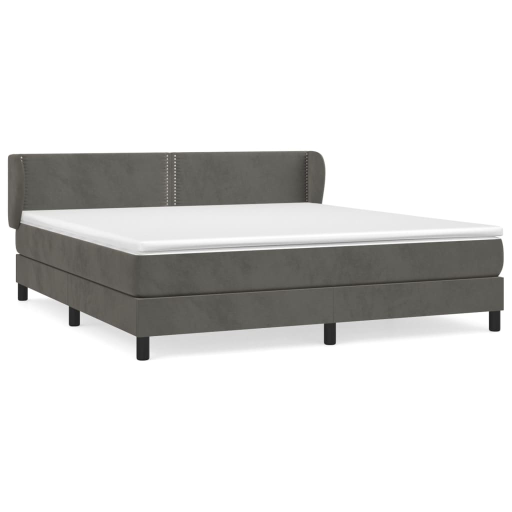Box Spring Postel S Matrací Samet Tmavě Šedá