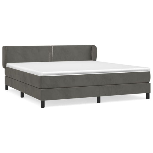 Box Spring Postel S Matrací Samet Tmavě Šedá