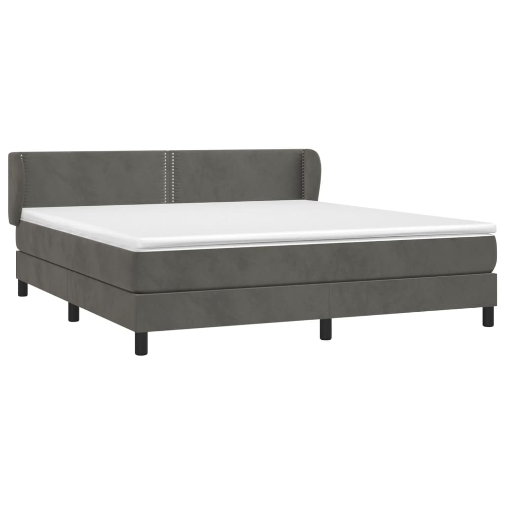 Box Spring Postel S Matrací Samet Tmavě Šedá